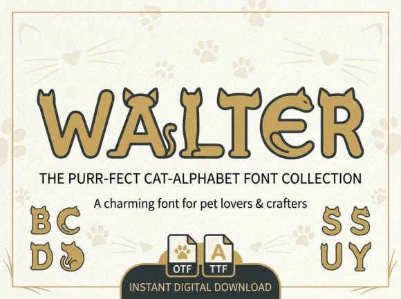 Walter: A Playful Decorative Typeface for Cat-Loving Brands